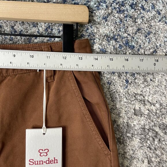 Sun-deh Pants Womens 4 Brown Jaden Epicurean Organic Cotton Straight Leg Casual - Picture 2 of 9
